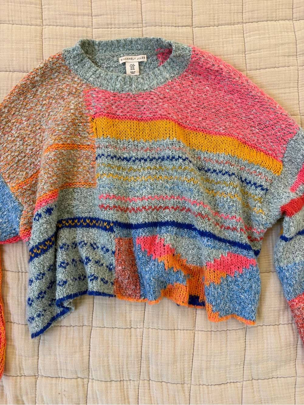 Sincerely Jules Multicolor Cropped Sweater - Picture 3 of 6